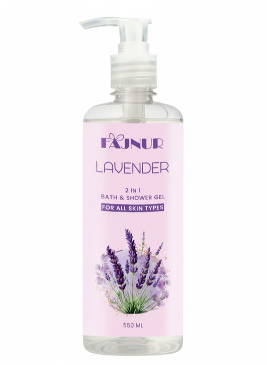 FAJNUR Lavender 2 in 1 Bath Shower Gel – 550ml | Refreshing & Relaxing Formula - Fajnur Skin Care