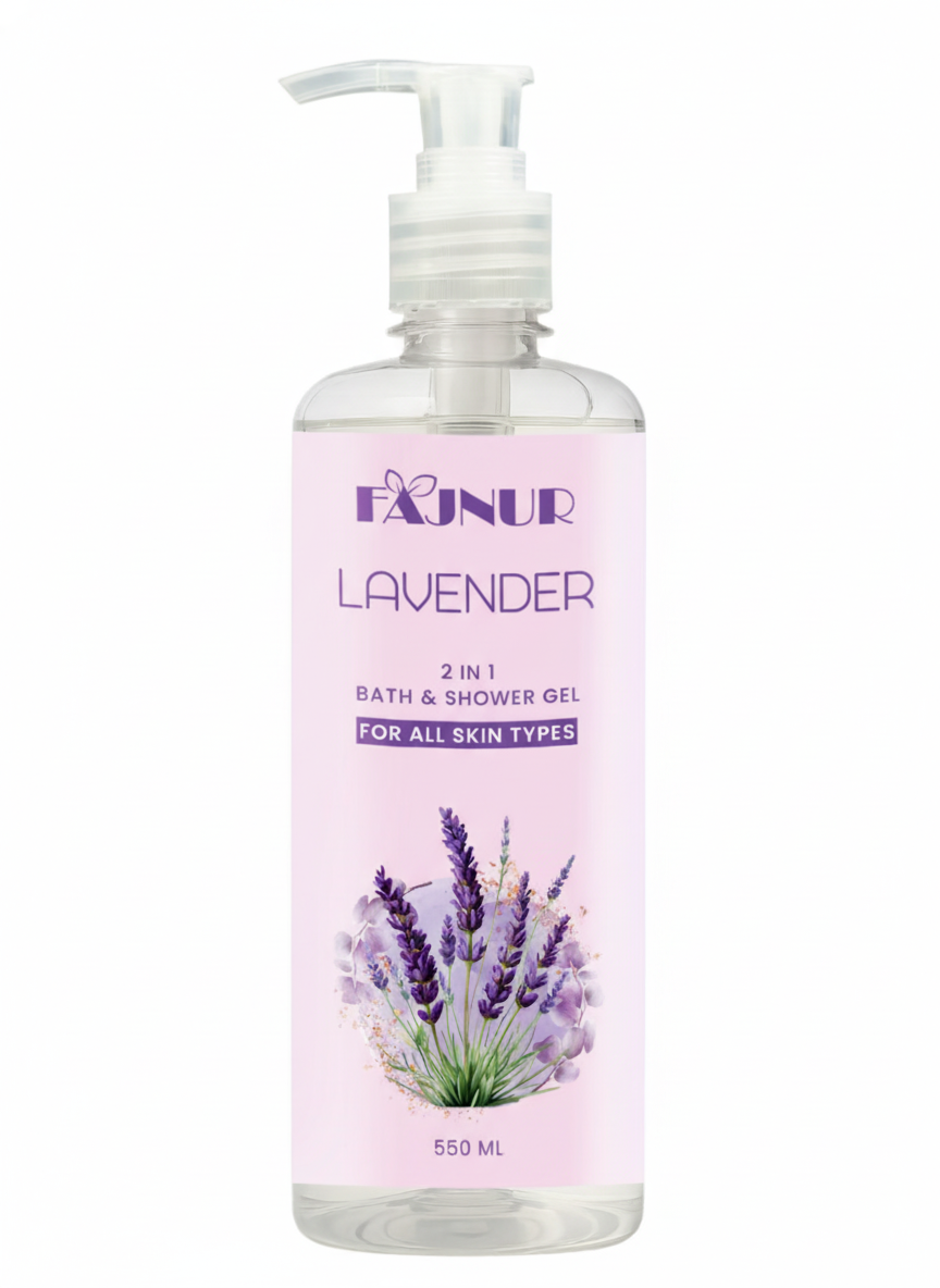 FAJNUR Lavender 2 in 1 Bath Shower Gel – 550ml | Refreshing & Relaxing Formula - Fajnur Skin Care