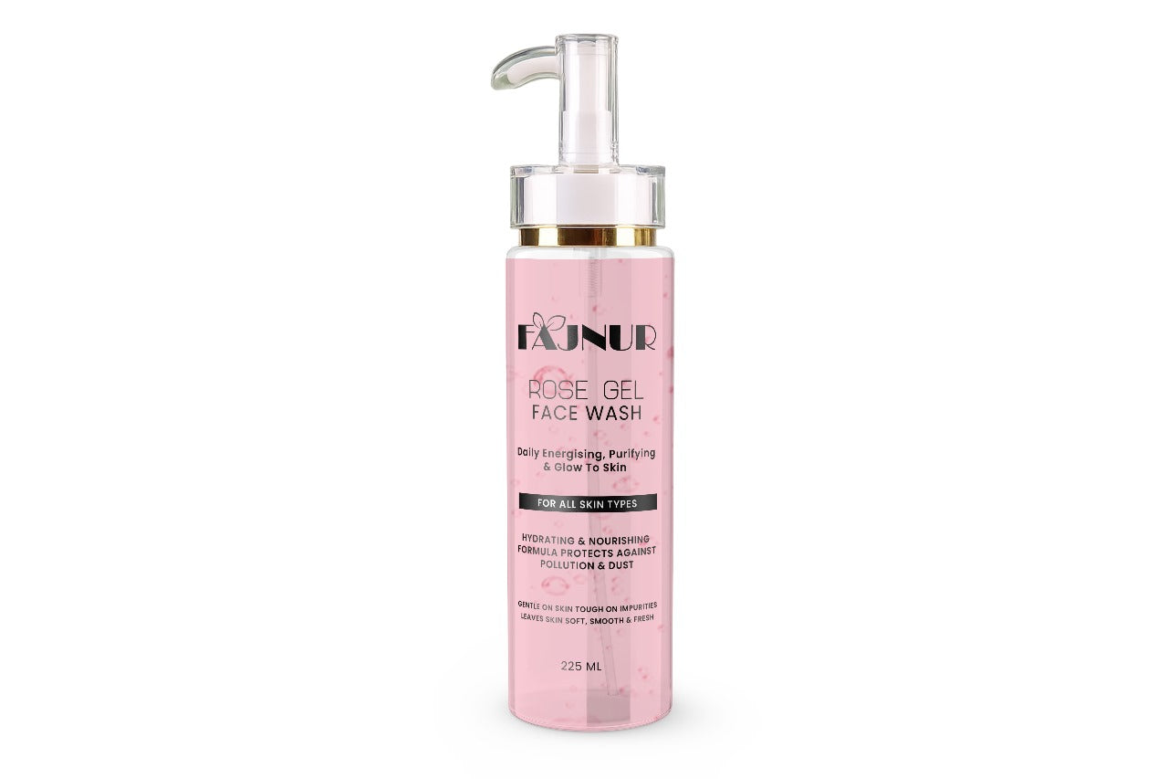Fajnur Rose Gel Face Wash – Hydrating Brightening Daily Cleanser (225ml) - Fajnur Skin Care