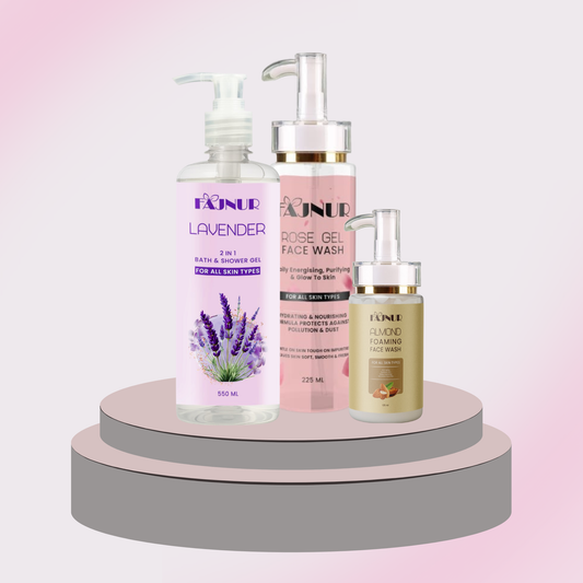 Bundle-5(Shower Gel +Rose Gell 225ml+ Almond  ) - Fajnur Skin Care